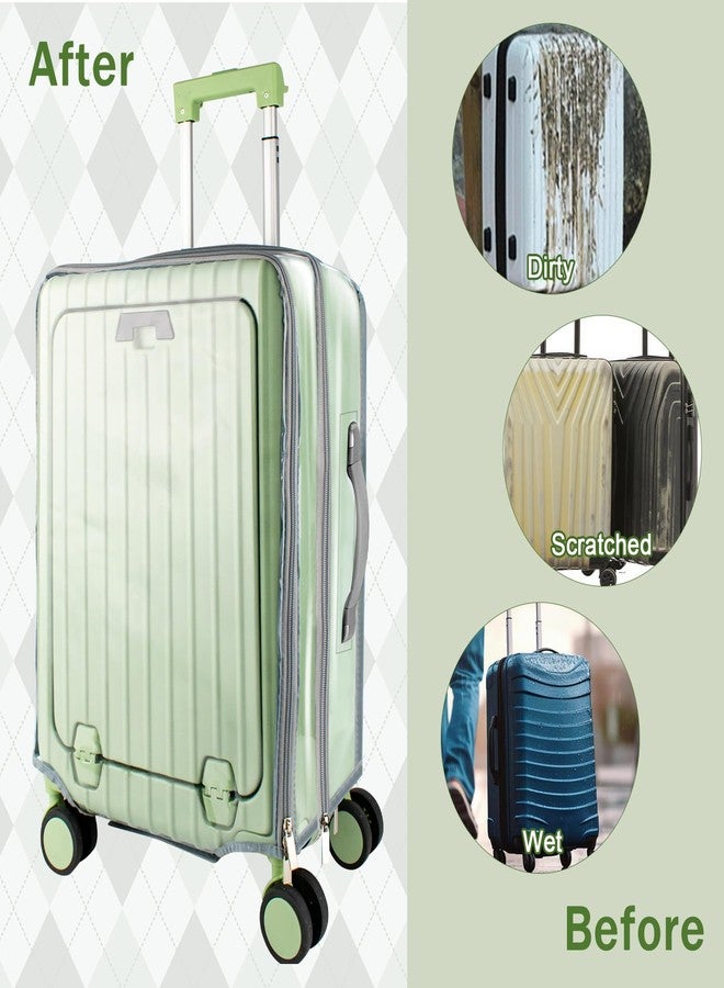 TAZKZZY Clear PVC Suitcase Cover Protector, Carry on Luggage Protective Covers for Wheeled Suitcase Waterproof Dustproof Anti-scratch, Special Designed for 20" Luggage with Front Open Pocket, No Disassembly - Image 5